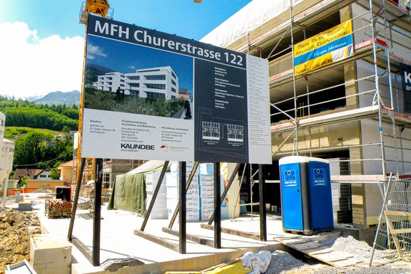 Baureklame, Druckwerbung, Bautafeln, Neubauausschreiben, Baustellenwerbung