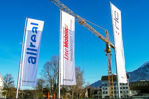 Fahnen, Stoff, vernäht, bedruckt