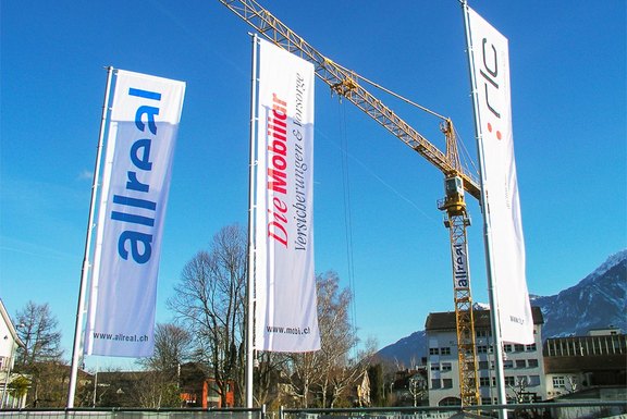 Fahnen, Stoff, vernäht, bedruckt