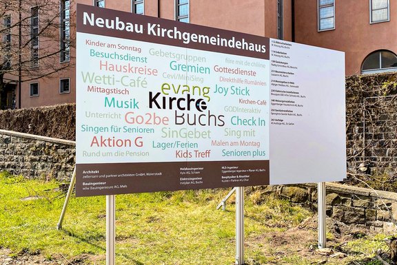 Baureklame, Druckwerbung, Bautafeln, Neubauausschreiben, Baustellenwerbung