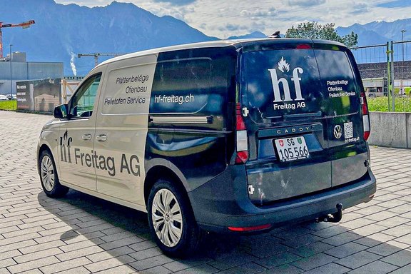 hf Freitag, Heckbeschriftung, Caddy Maxi Heckfolierung