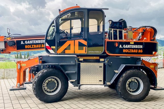 Kranbeschriftung, Werbung, Folie, Baustelle