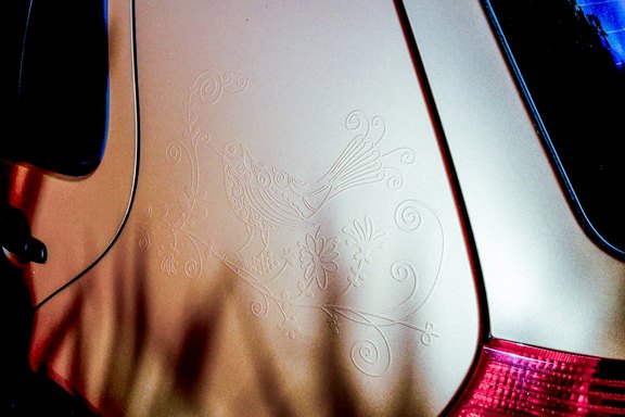 Folierung mit Haptik Elemente, haptisch, Folie, orange