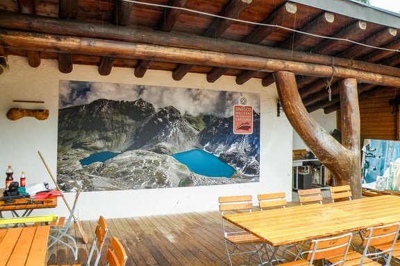Pizol Bahnen - Wandbild im Aussenbereich Wandbild, Aussenbereich, Plattendruck, Folie, Druck