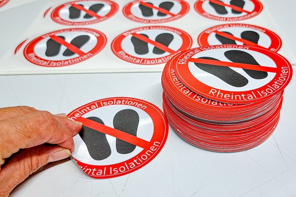 Kleber, Warnung, Information, Druck