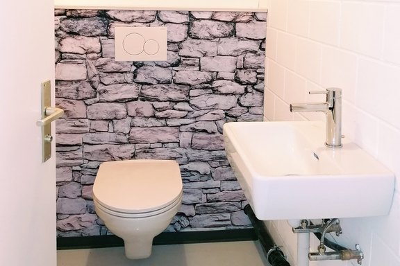 Badezimmer, Toiletten, Wandbeschichtung, Steinmauer
