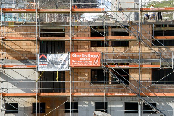 Baustellenbanner, Baustellenwerbung, Gerüstwerbung, Gitternetzbanner, Bauzaun, Druckwerbung