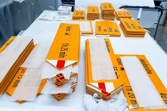 Wanderwegweiser, Verpacken