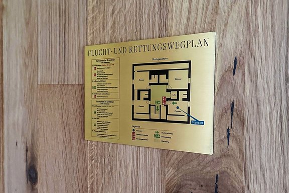 Fluchtplan, Schild, bedruckt, Plan
