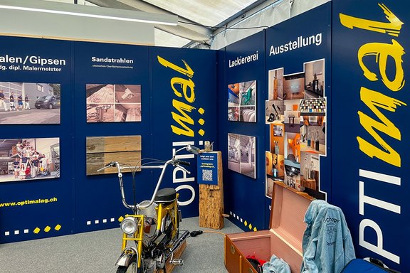 Optimal - bedruckte Messewände Messewände, bedruckt, UV-Direktdruck